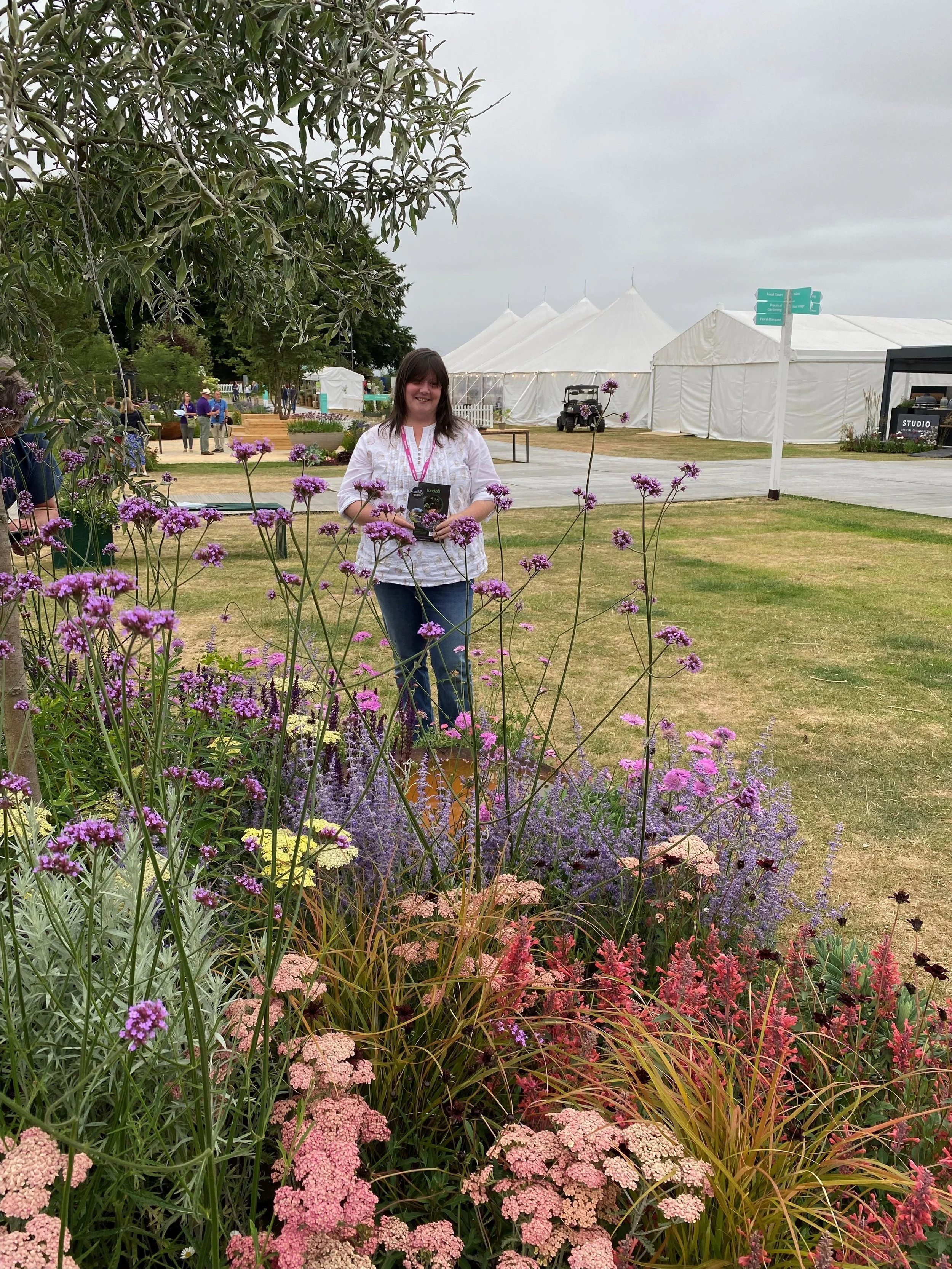 Jane Houghton working on a garden design project