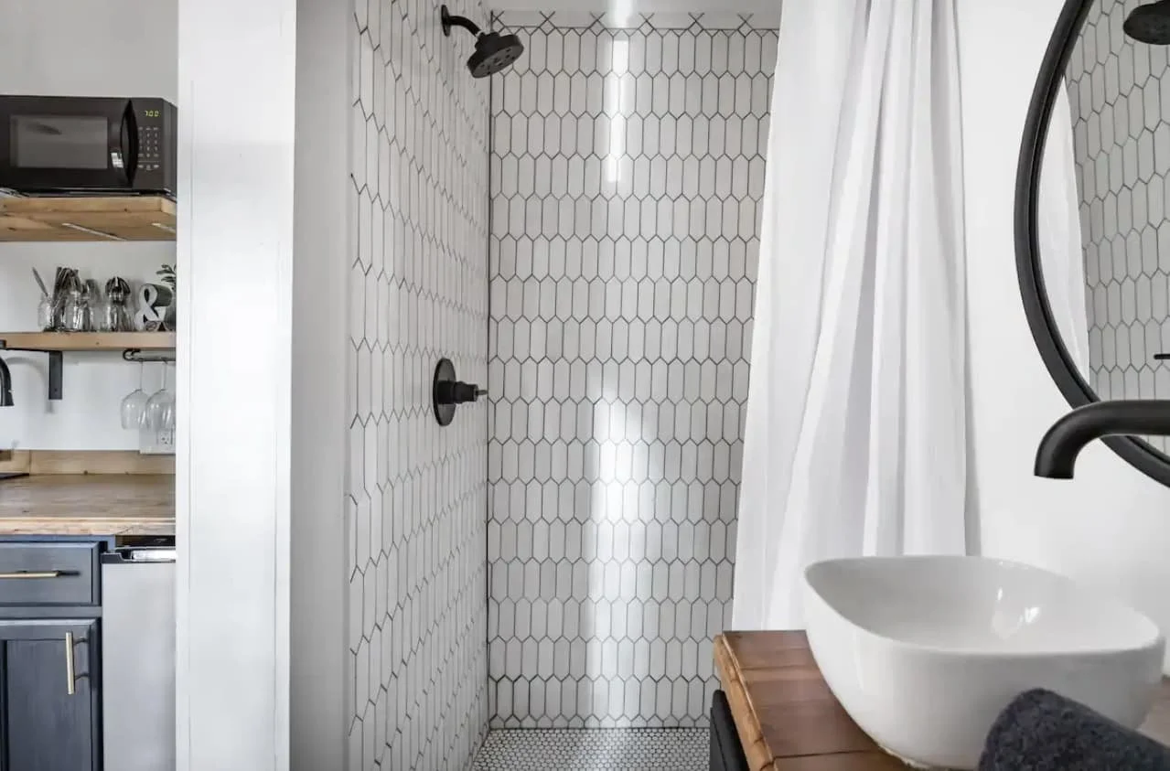 Bathroom vanity and detail in the historic bungalow retreat