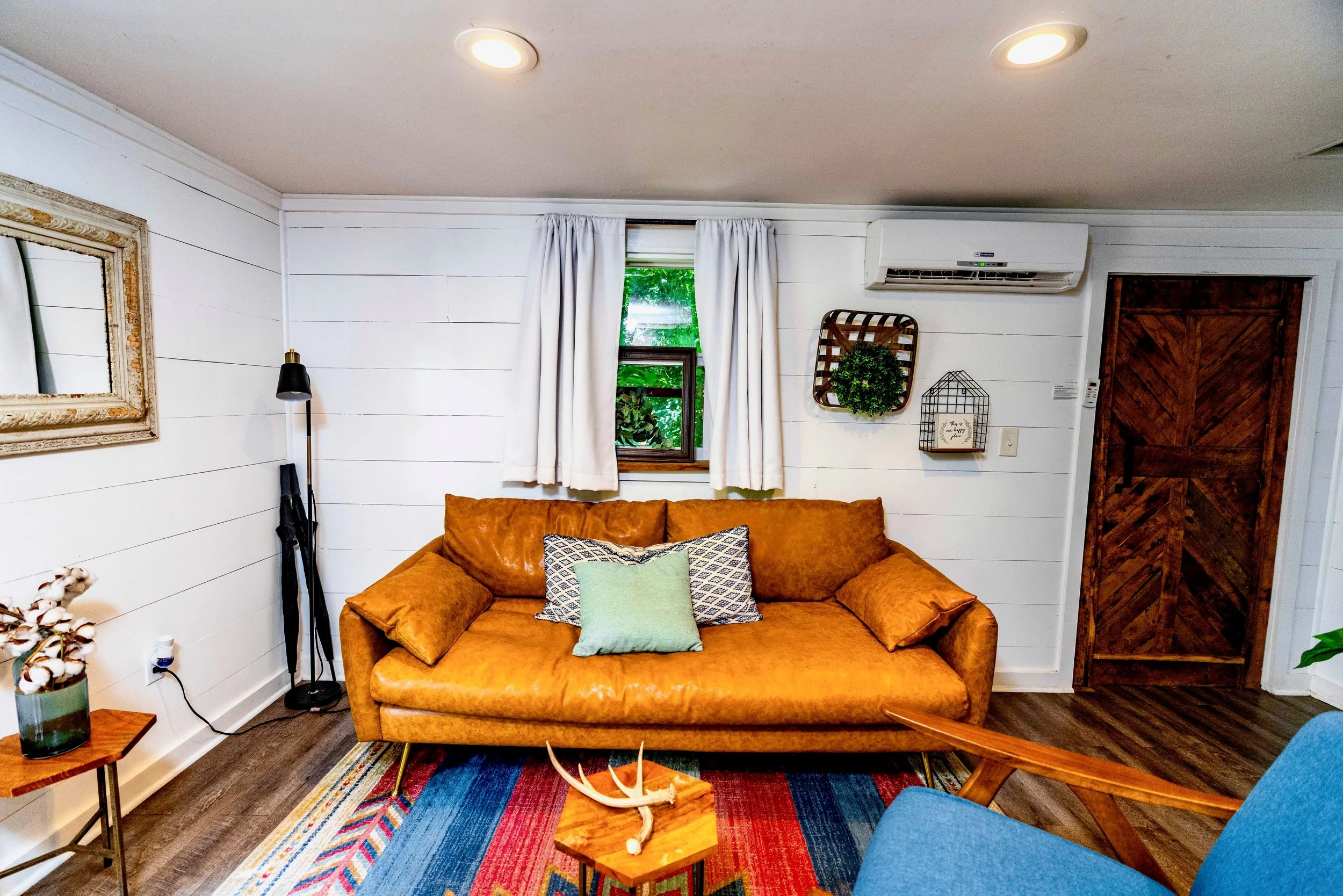 Living area with comfortable seating and Smart TV