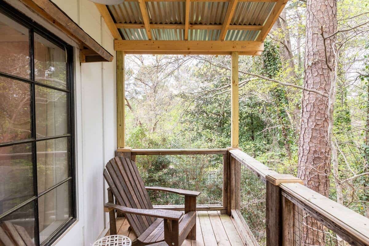 Treehouse terrace with garden views and outdoor seating