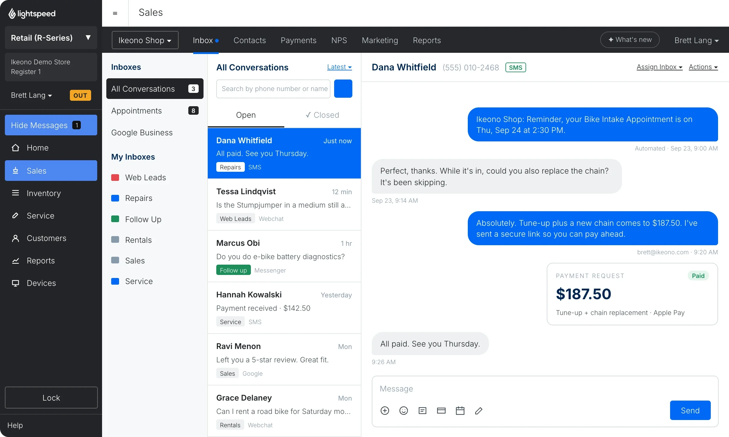 Ikeono inbox inside Lightspeed R-Series
