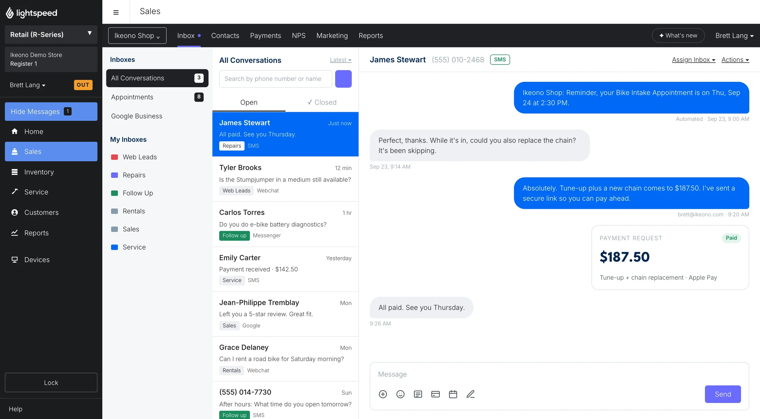 Ikeono inbox inside Lightspeed R-Series