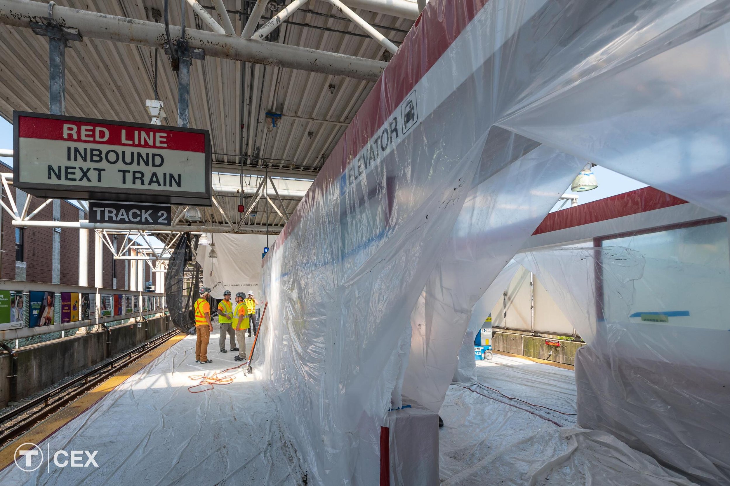 Crews working on MBTA Red Line station