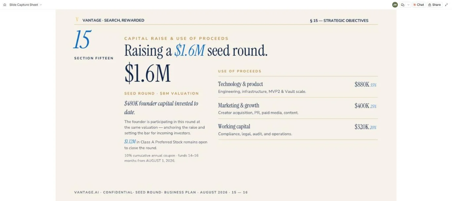 Capital raise and use of proceeds slide