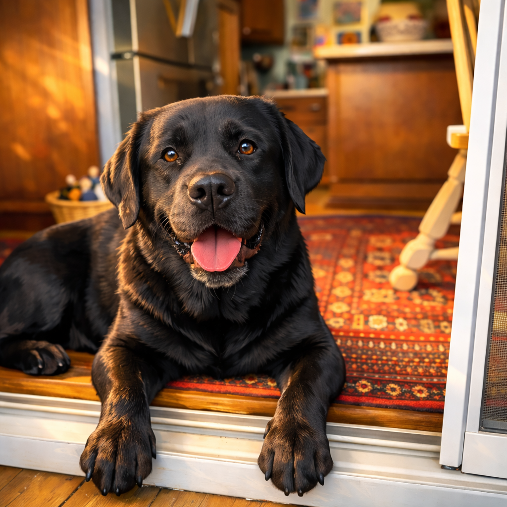 Pet relaxing comfortably at home