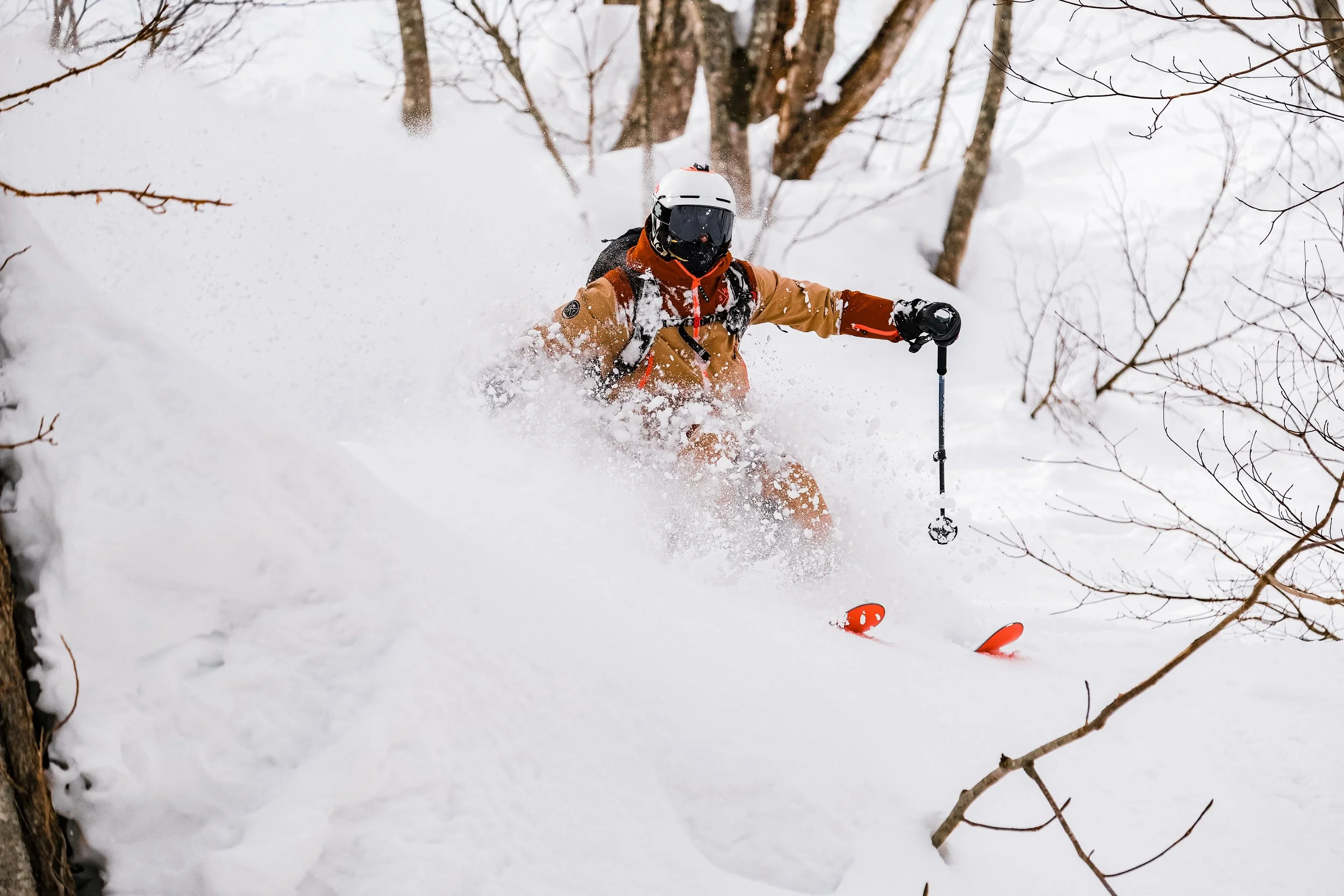 Celebrating in the snow-buried streets of a Hokkaido town at night