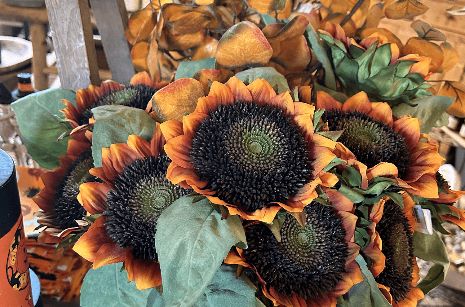 Fall sunflowers and seasonal decor at Country Gardens and Nursery