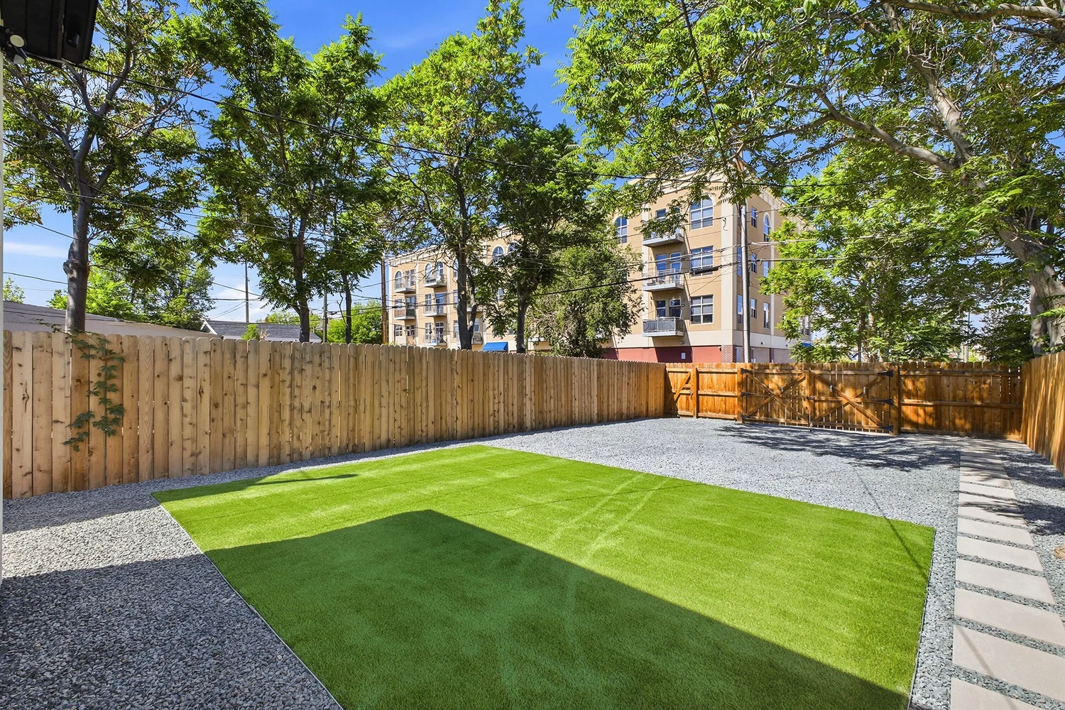 Fenced, low-maintenance backyard