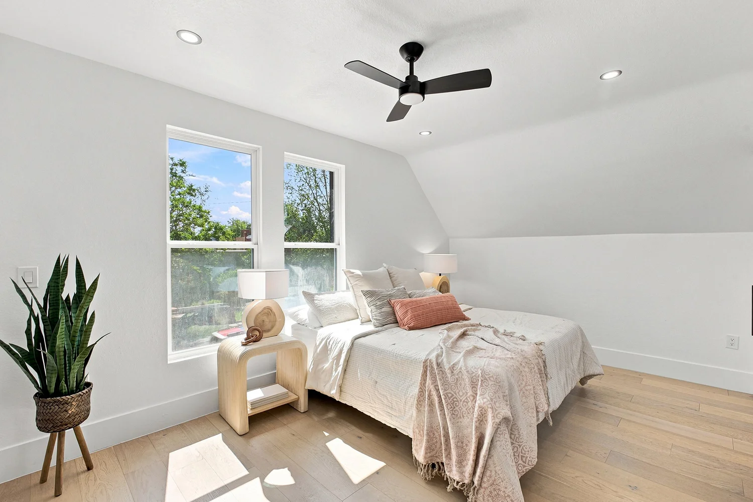 Bedroom with large windows
