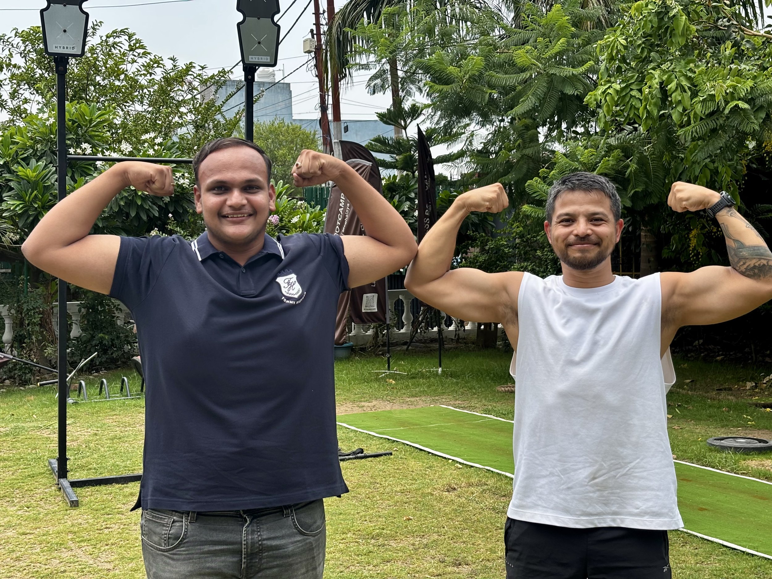 Samkith with Coach Niraj Kumar Borah after his 8-week residential transformation at Fitness Bootcamp in Rishikesh