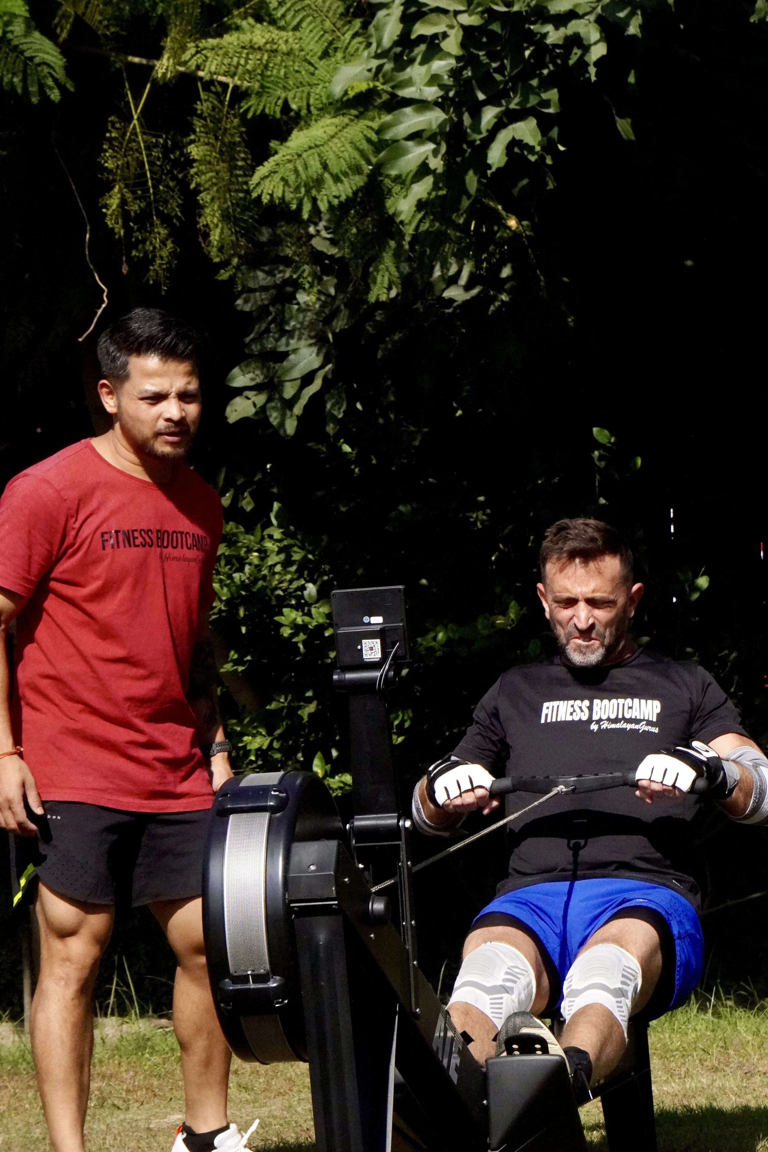 Robert Townson training on the rowing machine at Fitness Bootcamp, Rishikesh