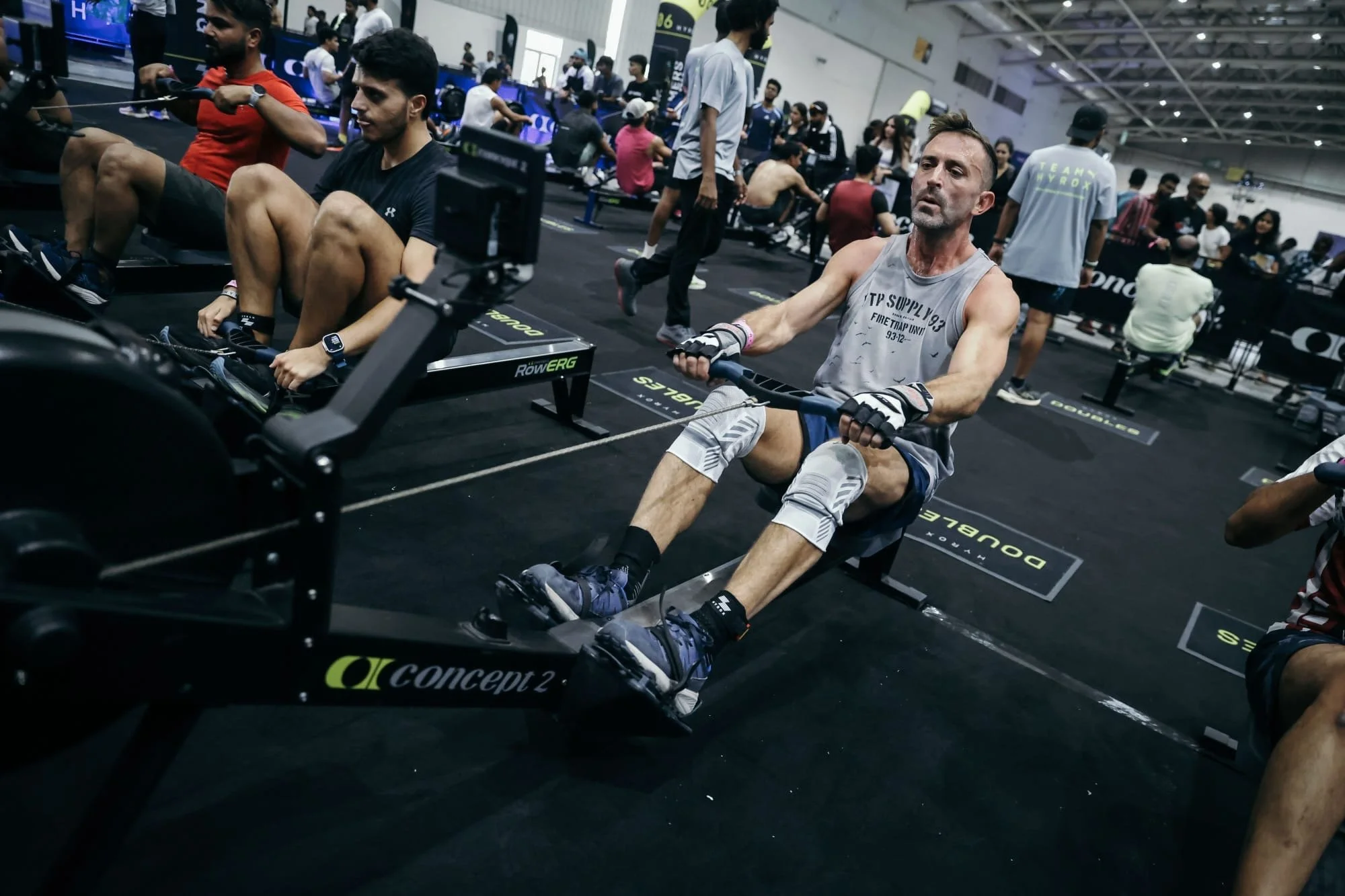 Robert Townson on the rower at HYROX Bengaluru 2026