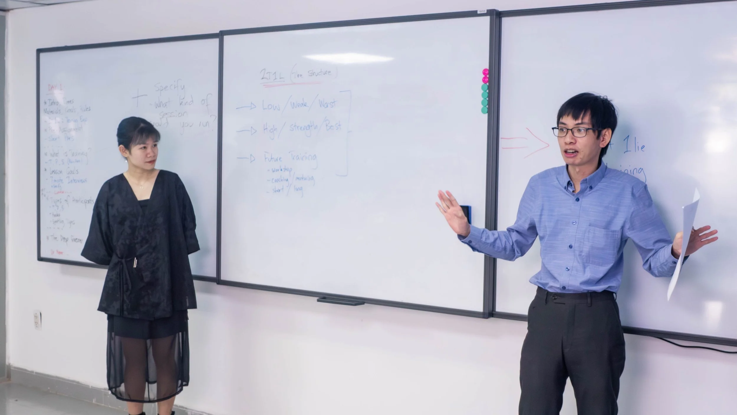 ESL teacher leading a practical classroom activity