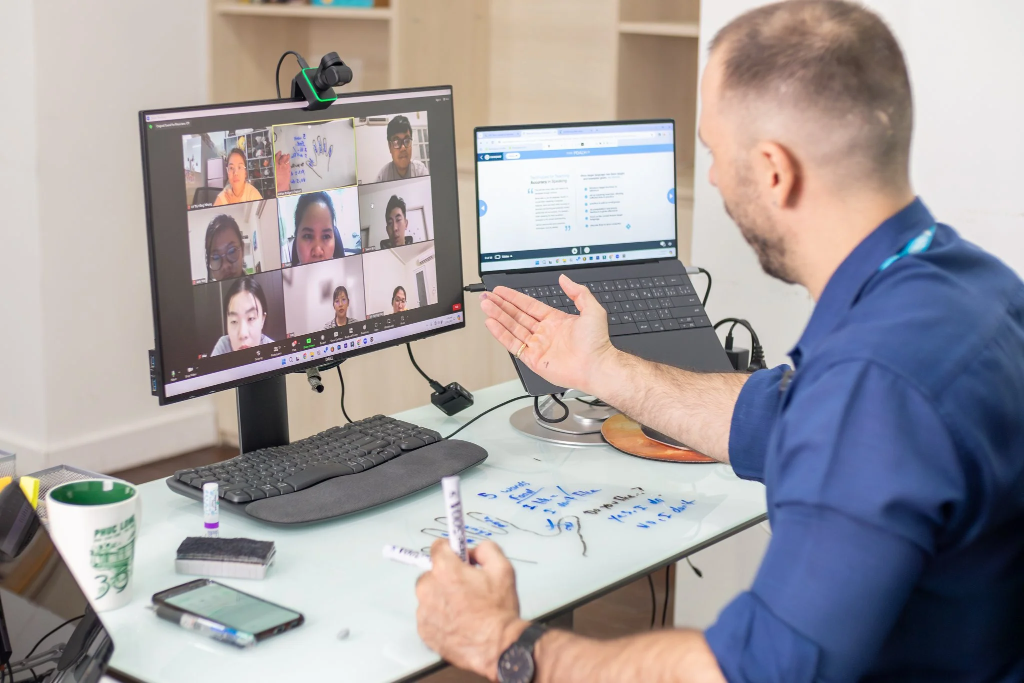 An Inspire trainer leading a live online TESOL class