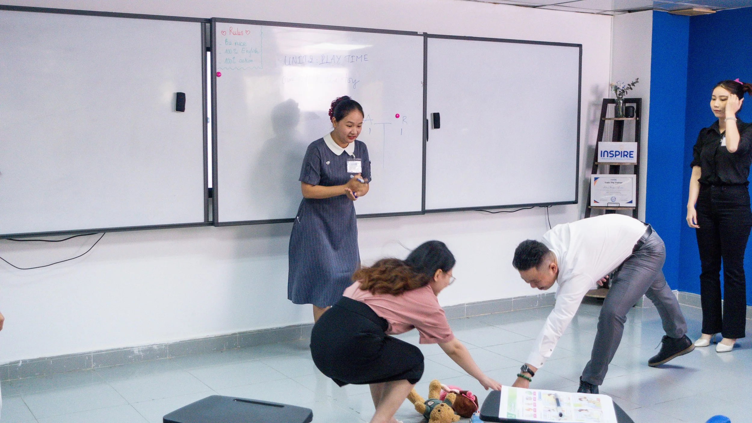 Students working together during a TESOL classroom activity