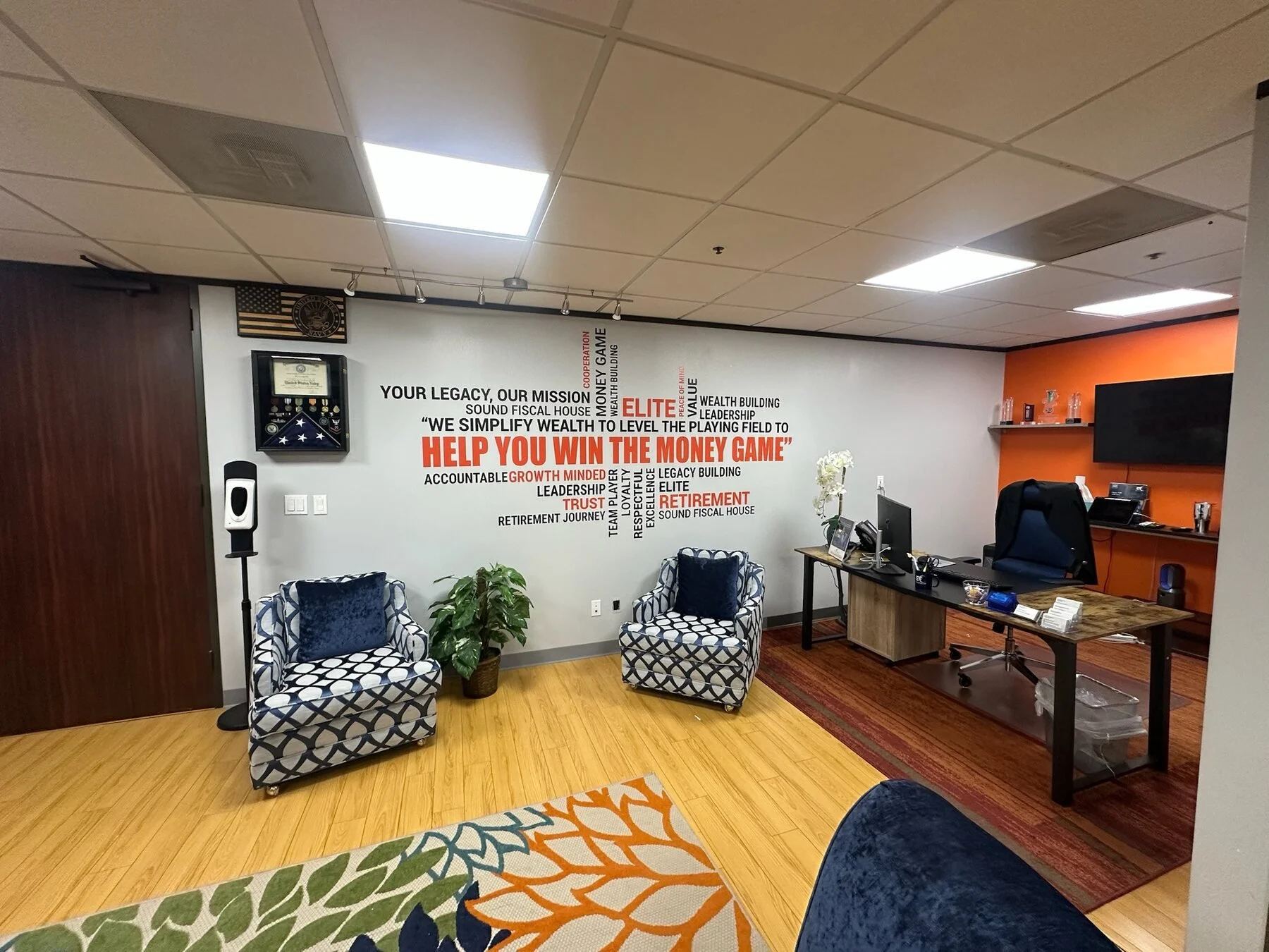 Custom motivational wall graphics installed in a corporate office