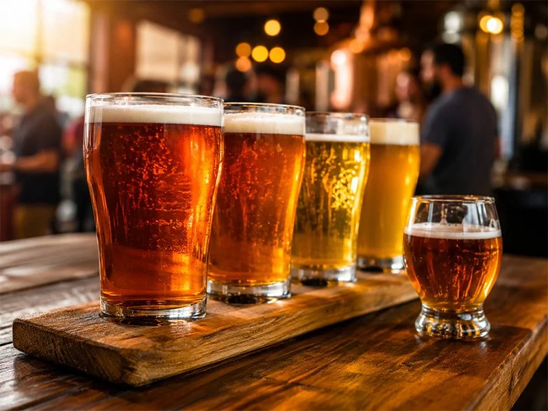 Beer being poured during a Finger Lakes craft beverage tour from Watkins Glen