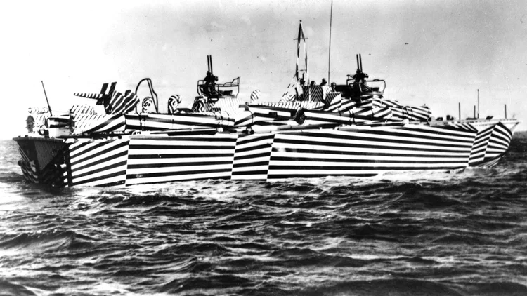 Boat in dazzle camouflage