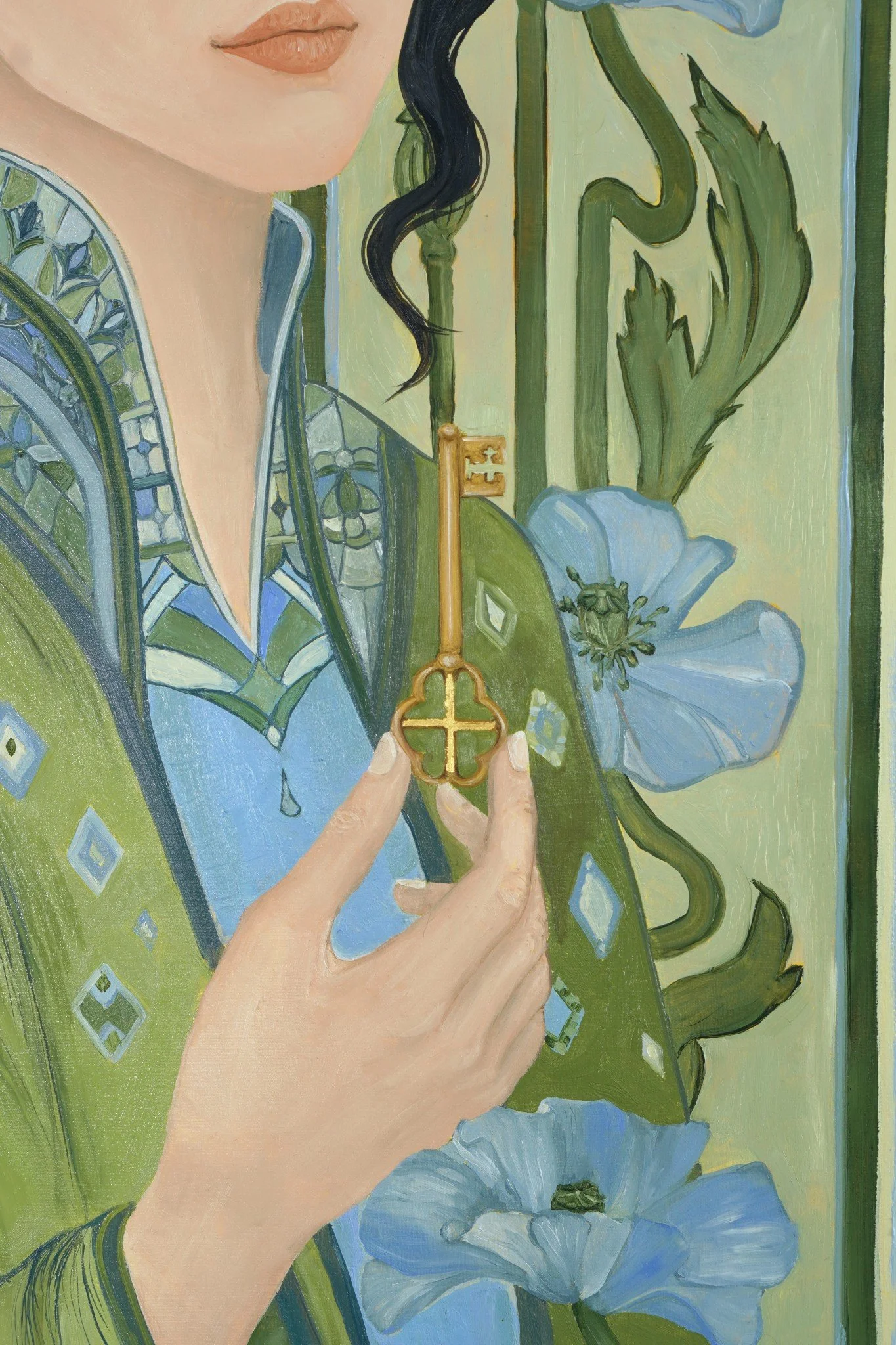 Der Schlüssel zum Vater, der goldene Schlüssel in ihrer Hand, Detailaufnahme