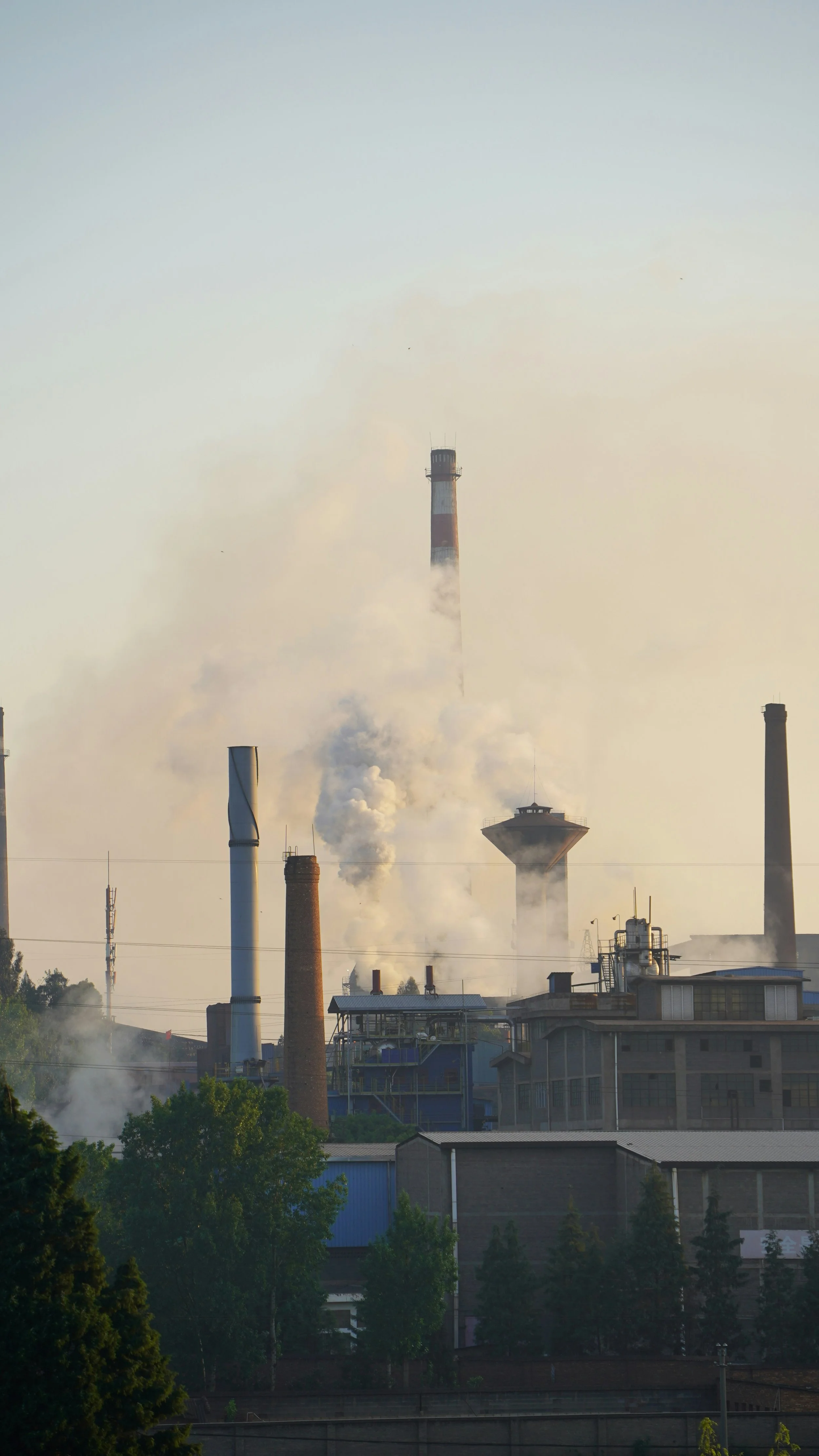 Polluting factory chimneys