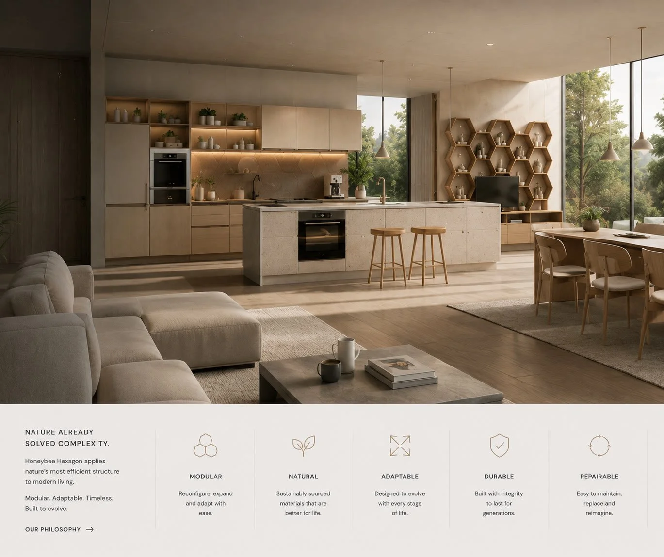 Honeybee Hexagon product landing page