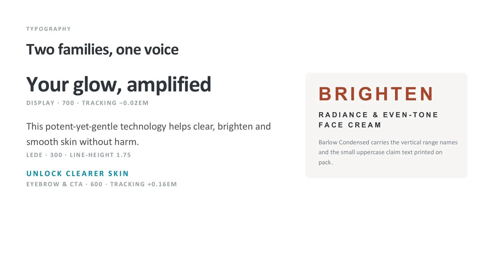Activ O2 brand guidelines, typography