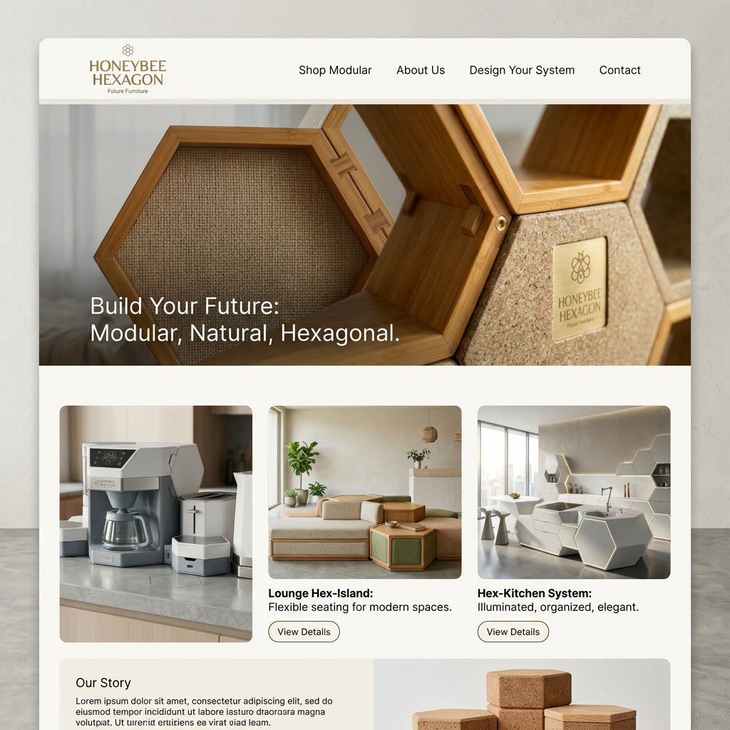 Honeybee Hexagon DTC storefront homepage