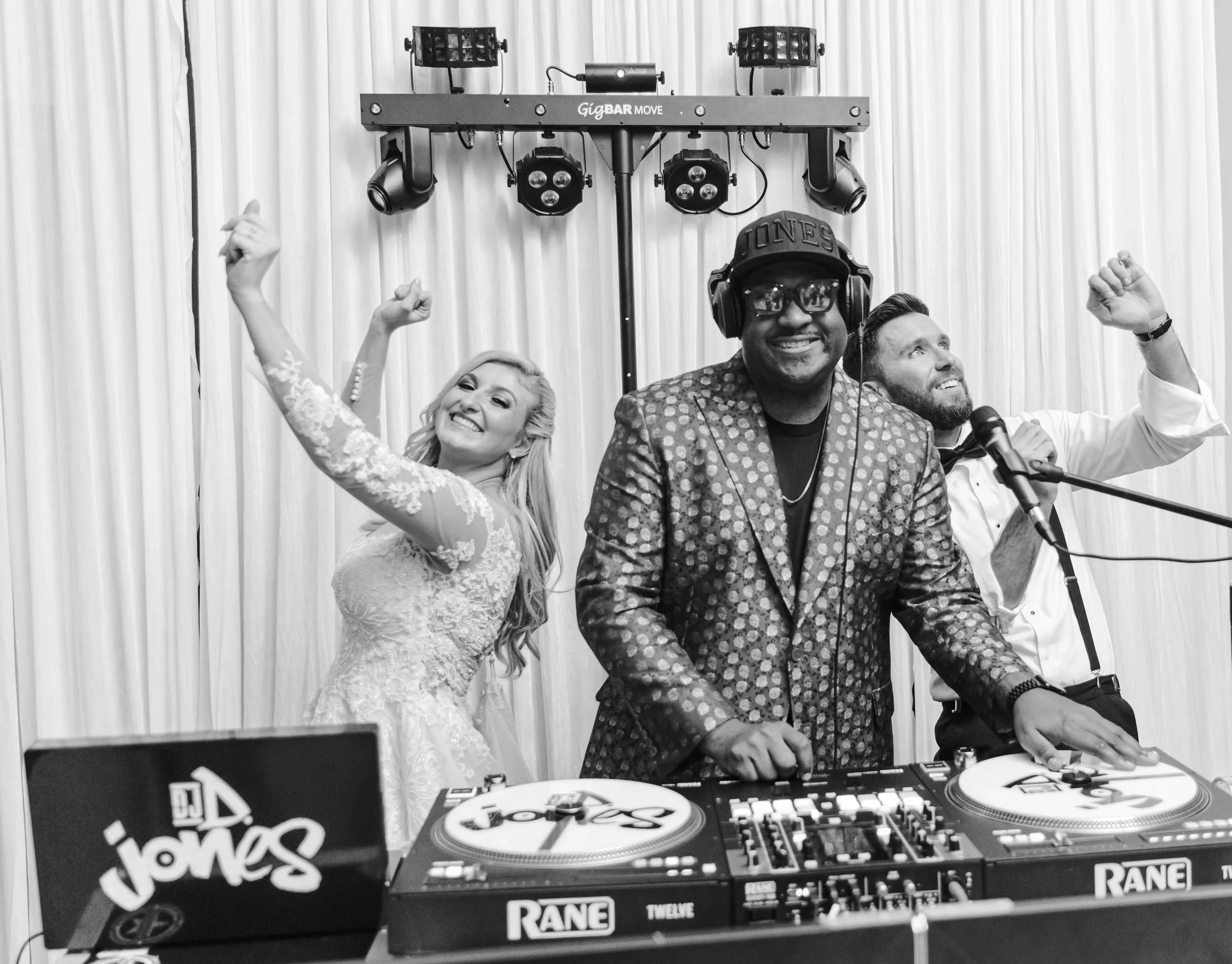 Joyful dance floor moment