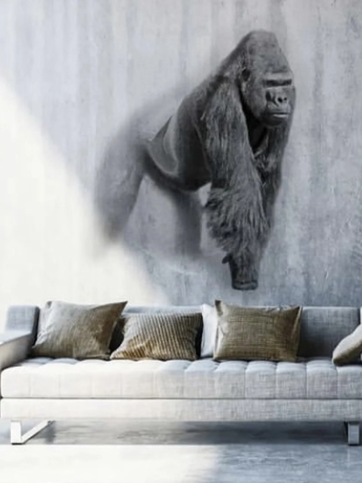 Fotografische wandprint boven een sofa, voorbeeld van de WLLP-website