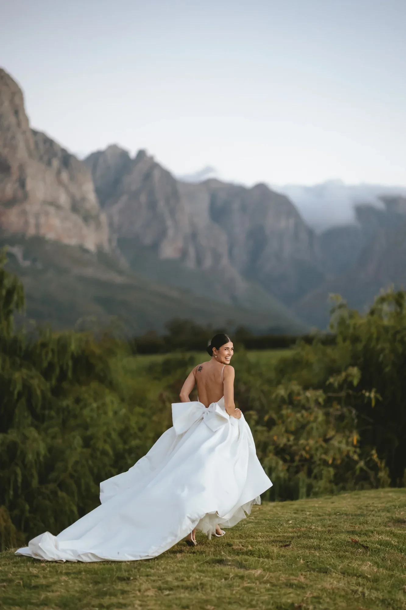 Bridal portrait with mountain backdrop