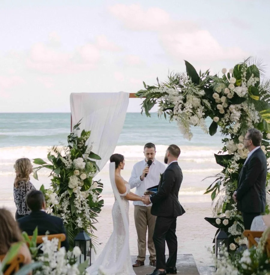 Beach wedding ceremony in Tulum