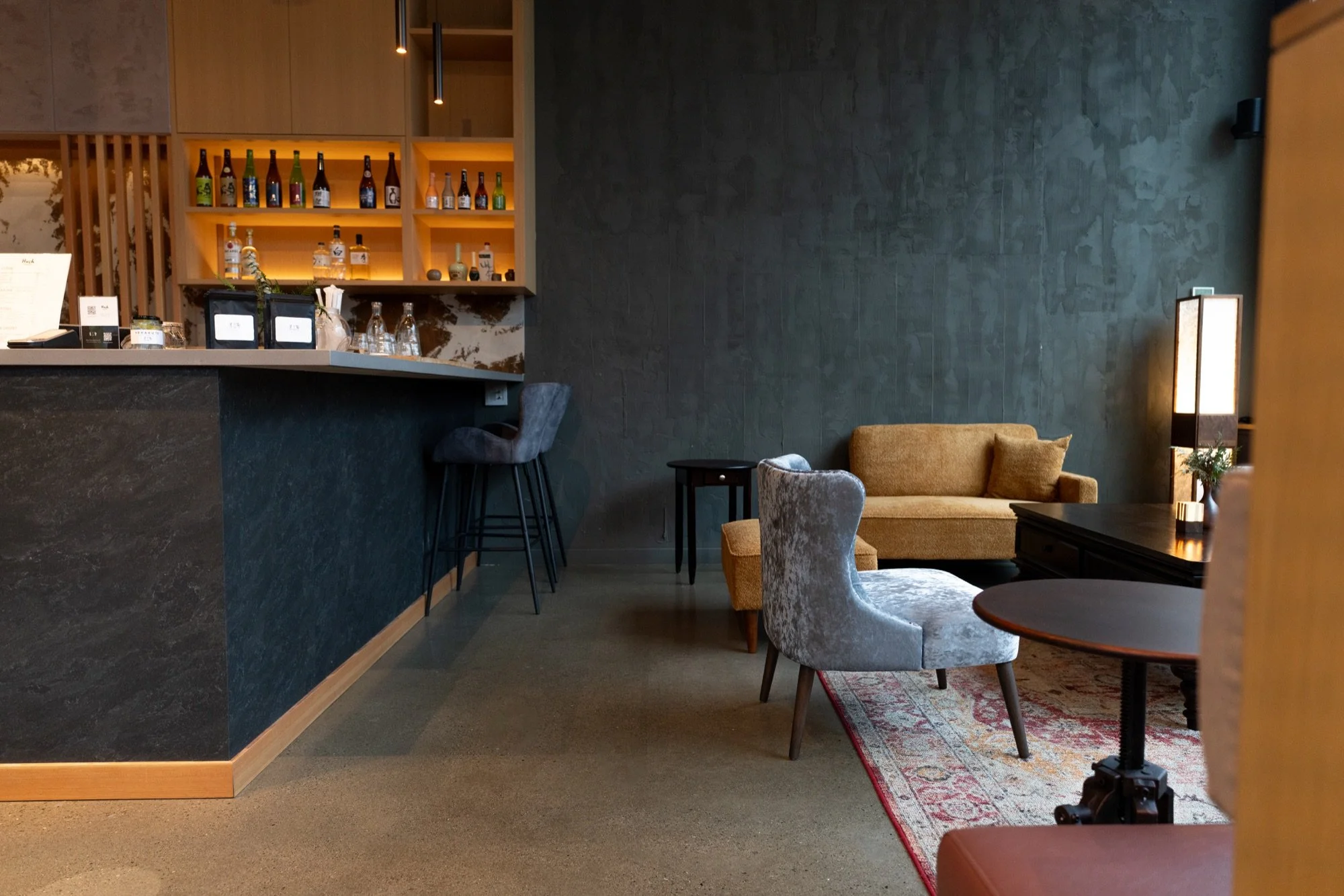 Interior of Hush Coffee with seating and bar
