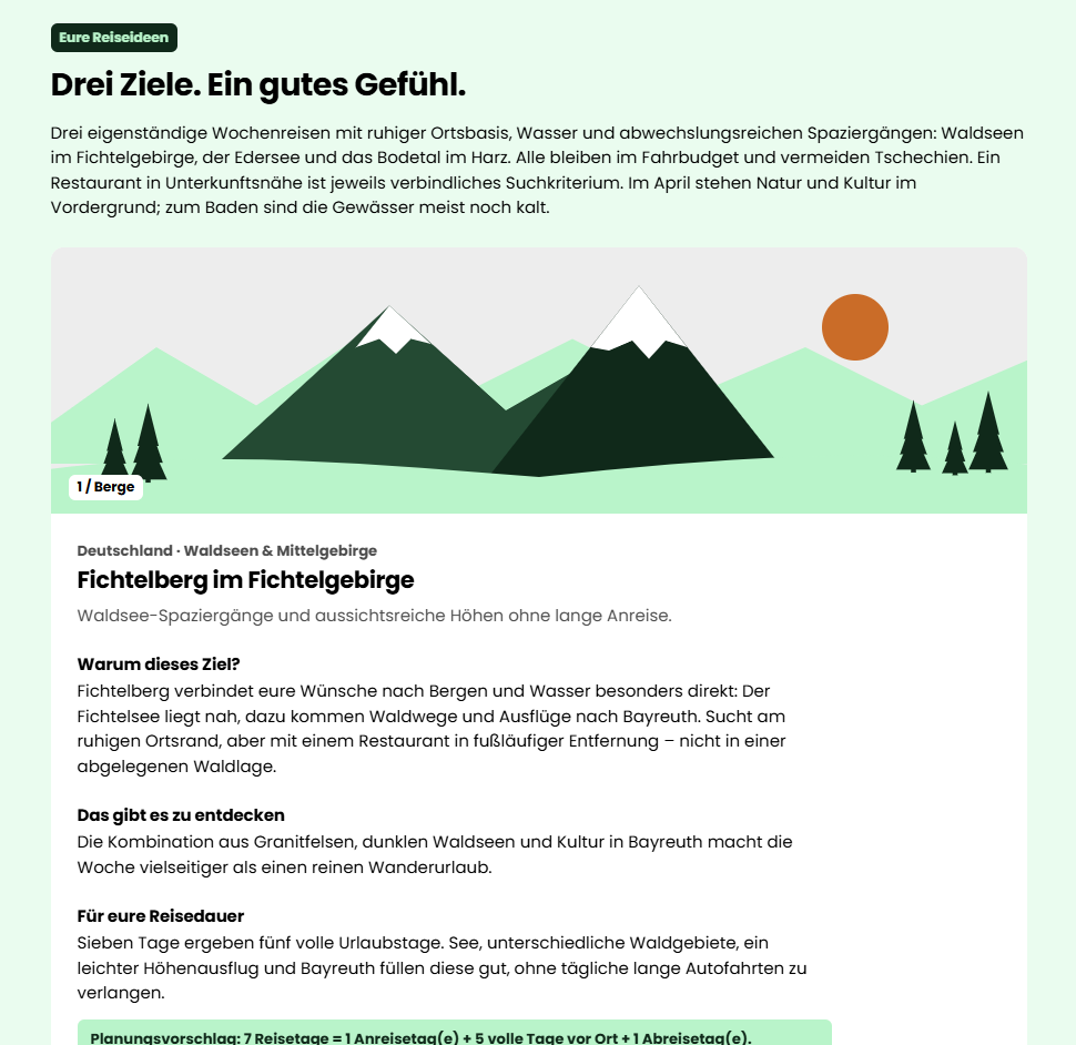 Vorschau: Formular des Reisefinders mit Fragen zu Reise und Hund