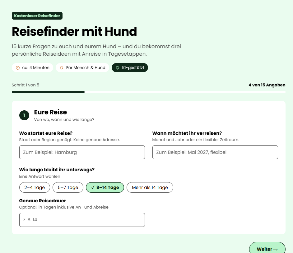 Vorschau: Ergebnis des Reisefinders mit Reiseidee und Foto