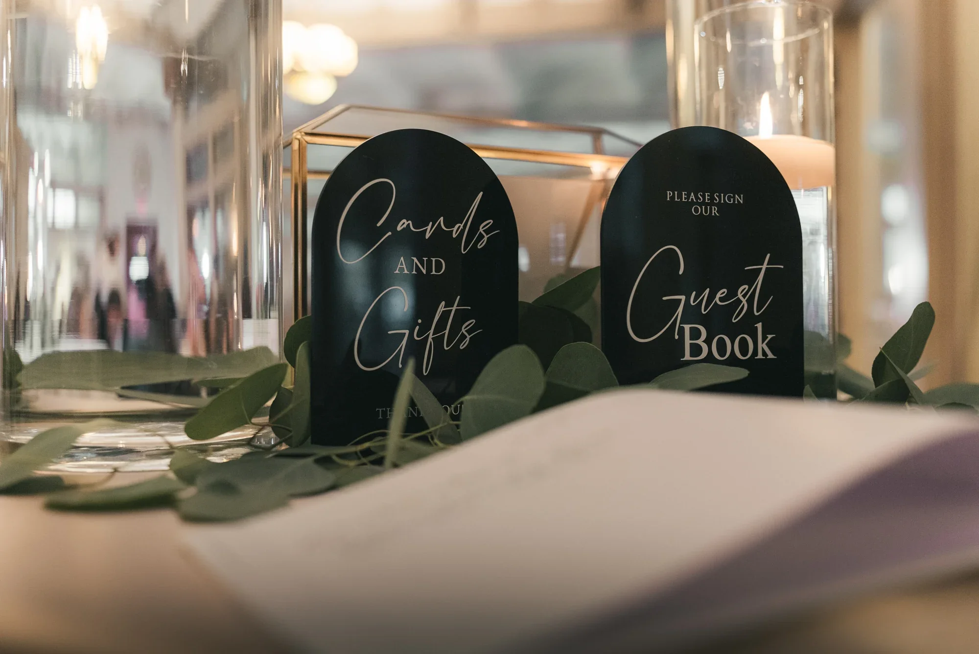 Cards, gifts and guest-book signs at Melissa and Jim’s Remlik’s wedding.