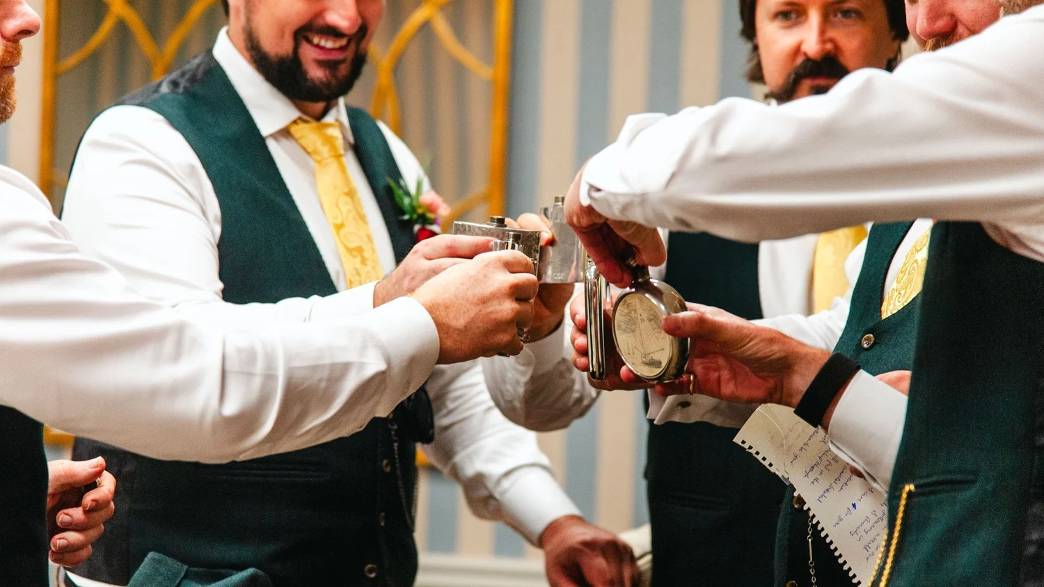 Finishing wedding-day details during getting ready