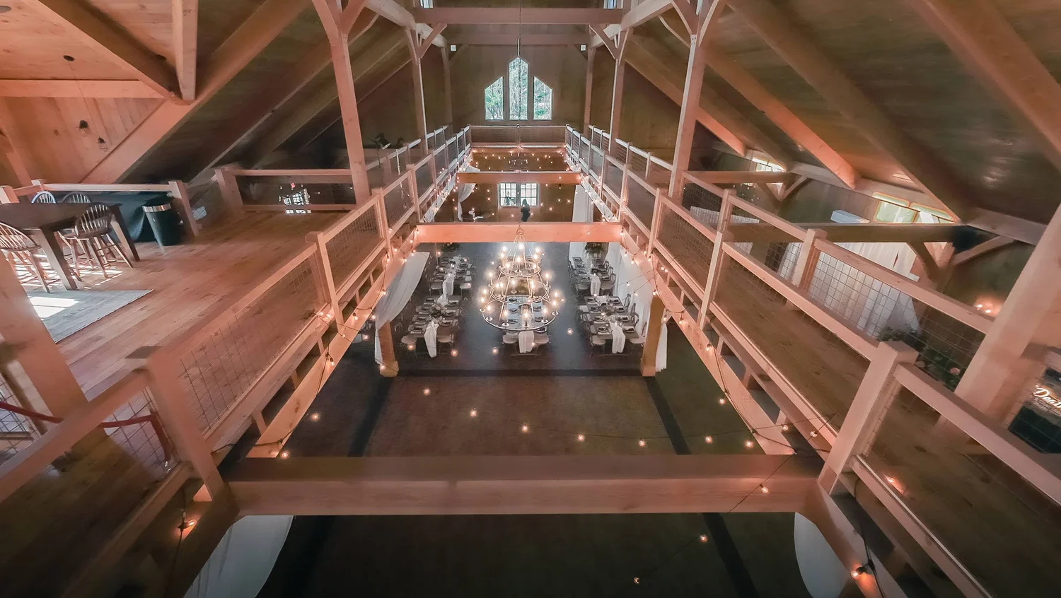 Windham Manor reception Barn interior prepared for the wedding celebration