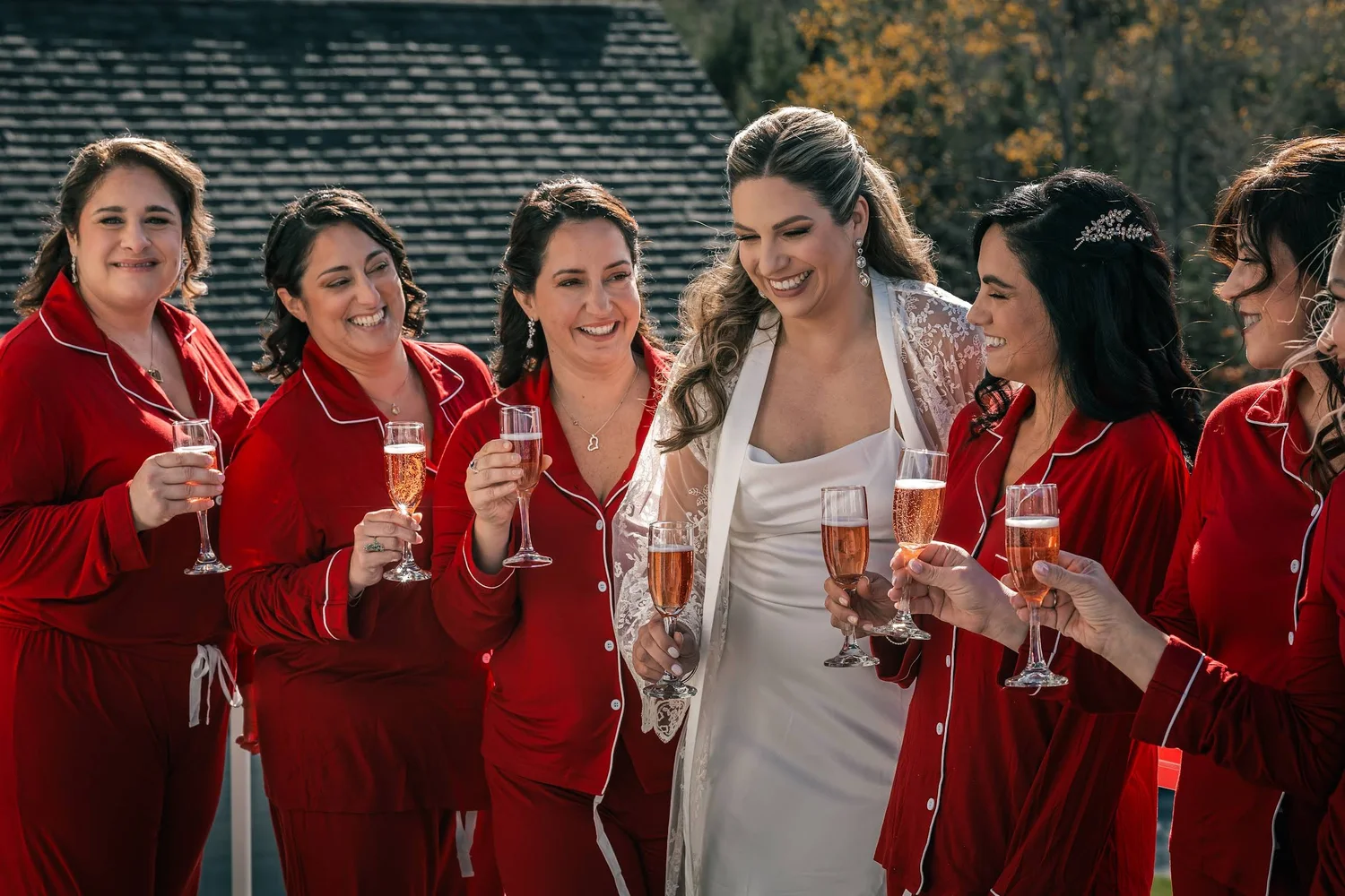 Charissa getting ready with her wedding party at Windham Manor