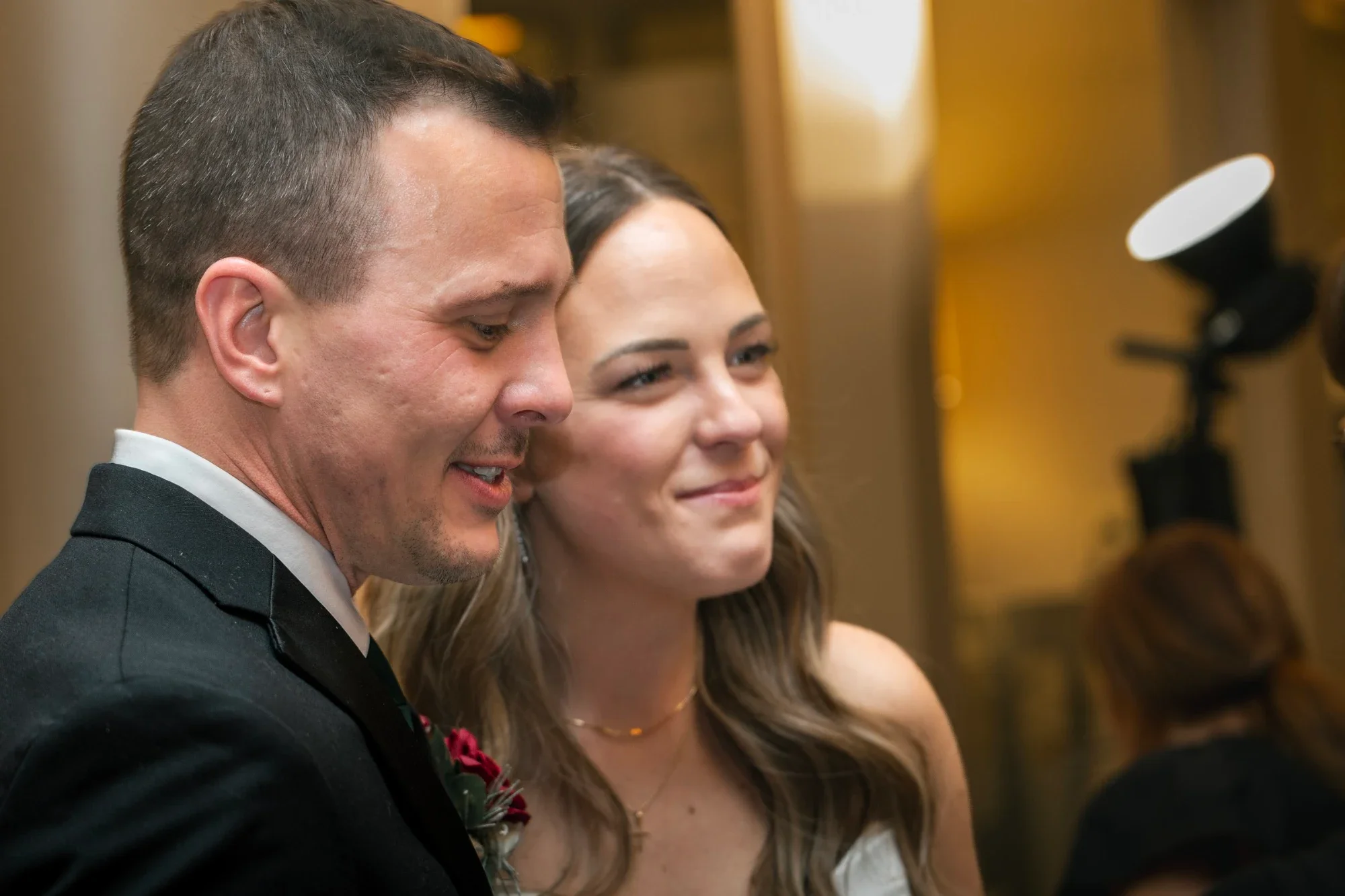 Mackenzie and David close together during their Remlik’s reception.