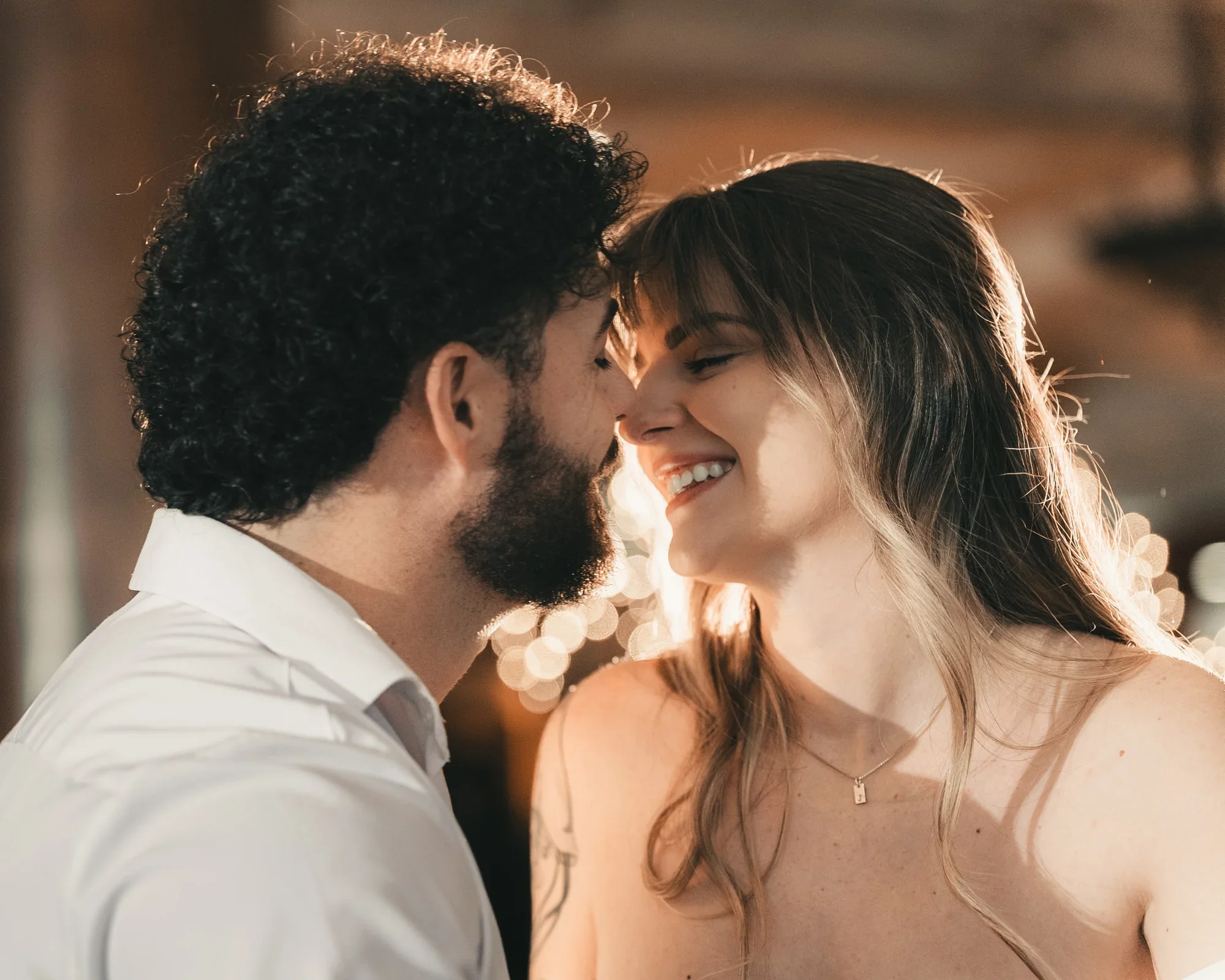 Kari and Josh share a close moment during their engagement session at Remlik’s.