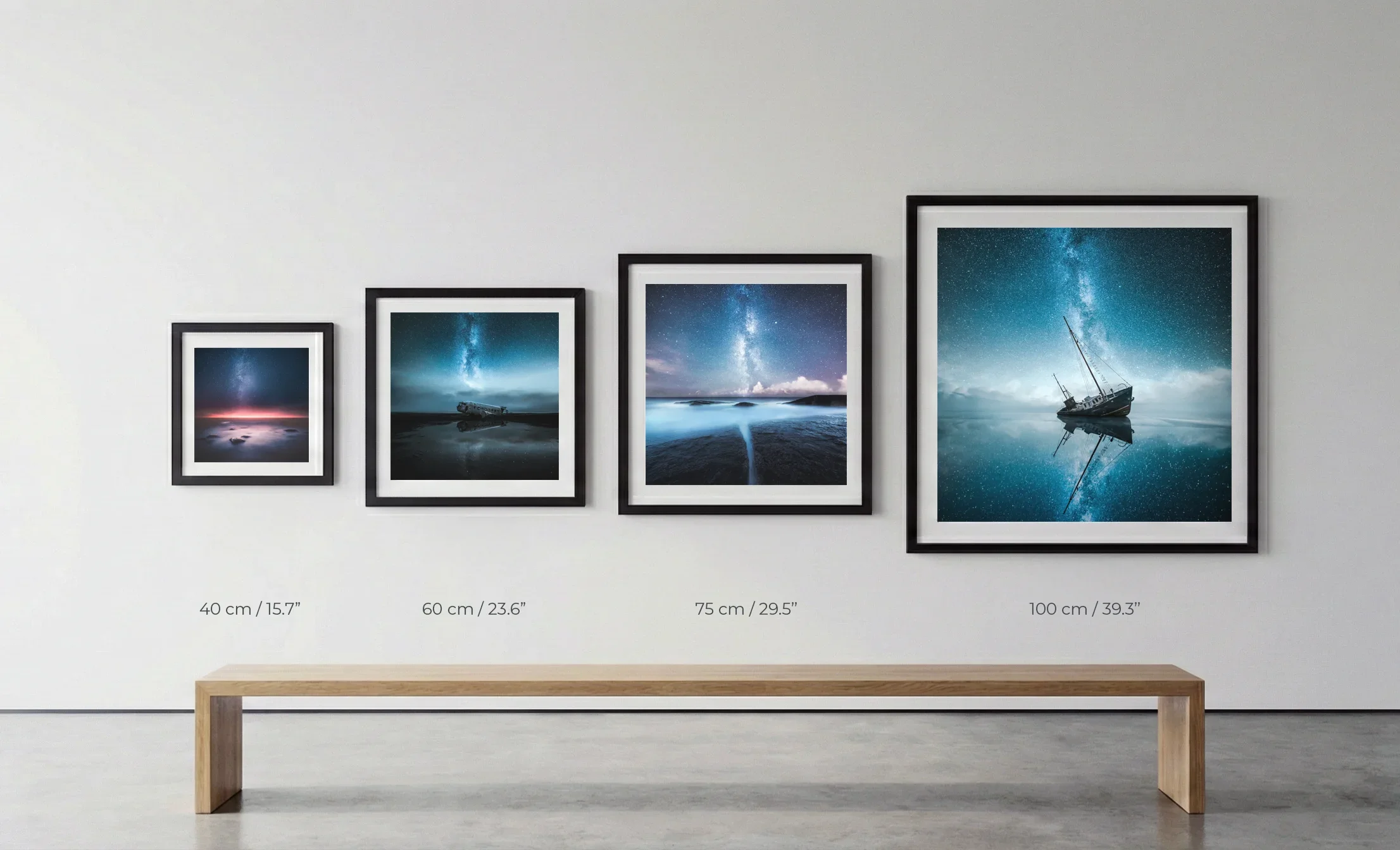 Fine Art Print Size Guide showing comparison of different sizes