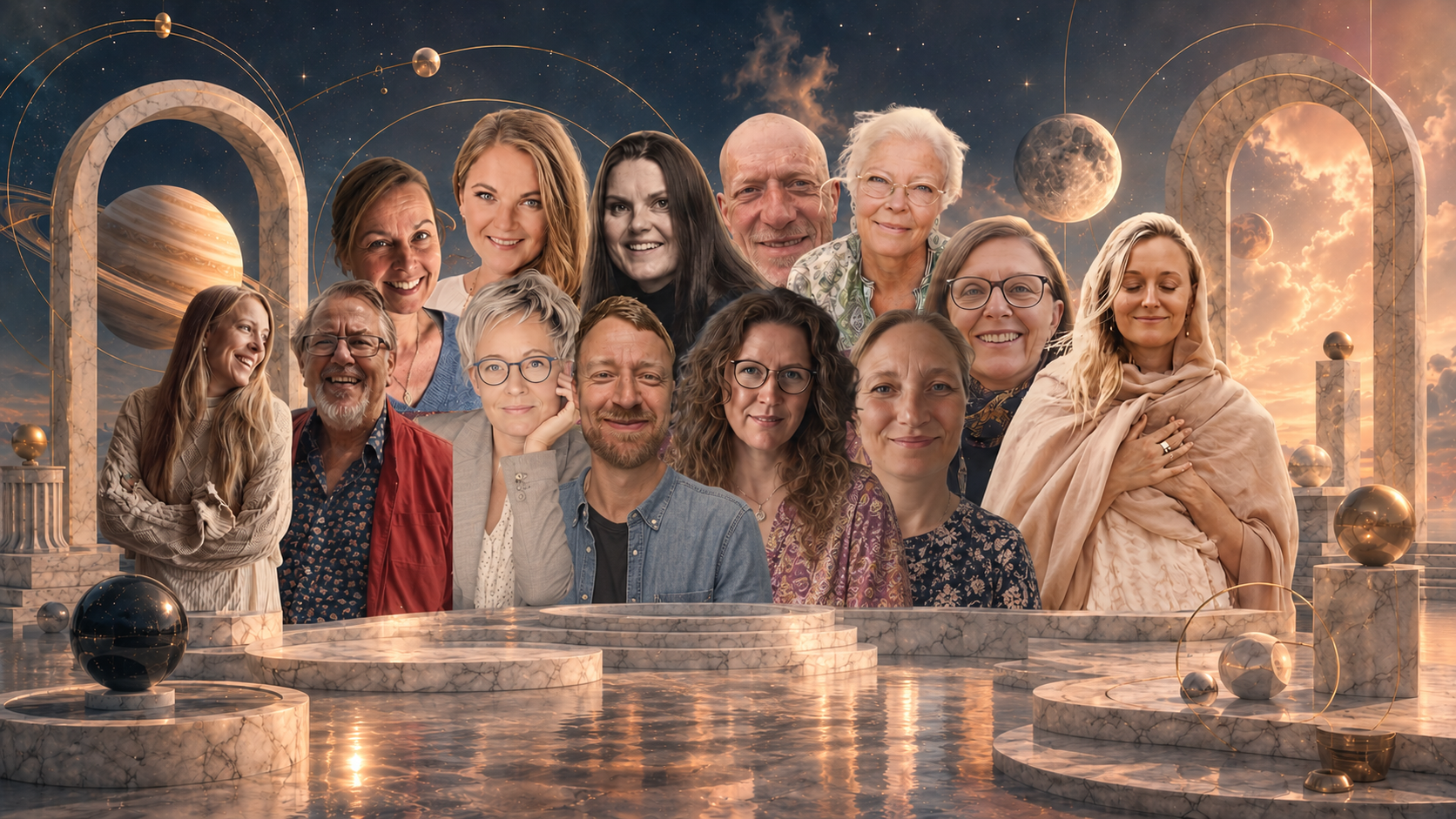 Nogle af de astrologer, du møder hos Stjernerne, samlet i en collage.