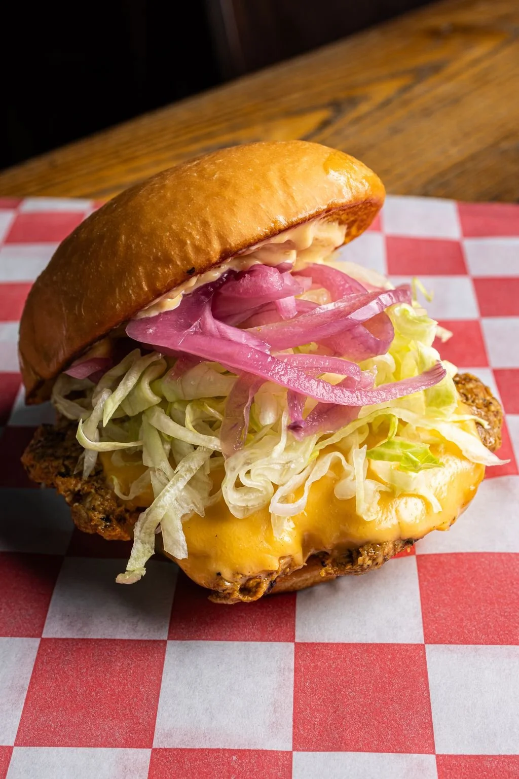 Achaar Smashburger with pickled onions