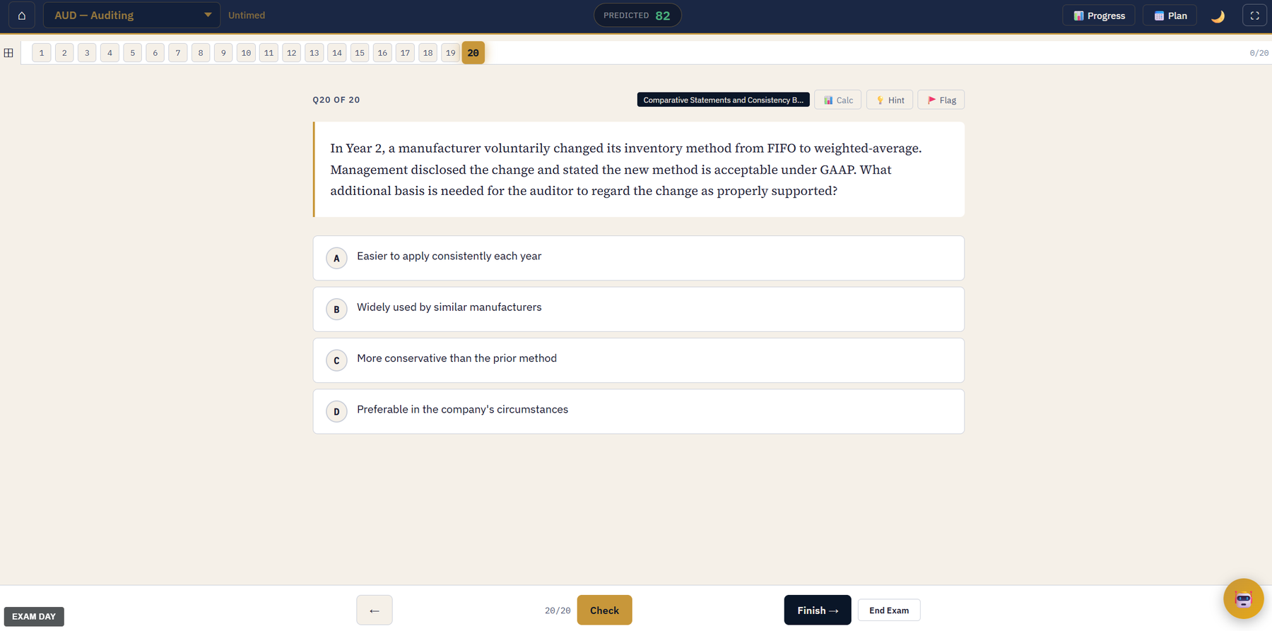 A multiple-choice question before answering: the stem and four options