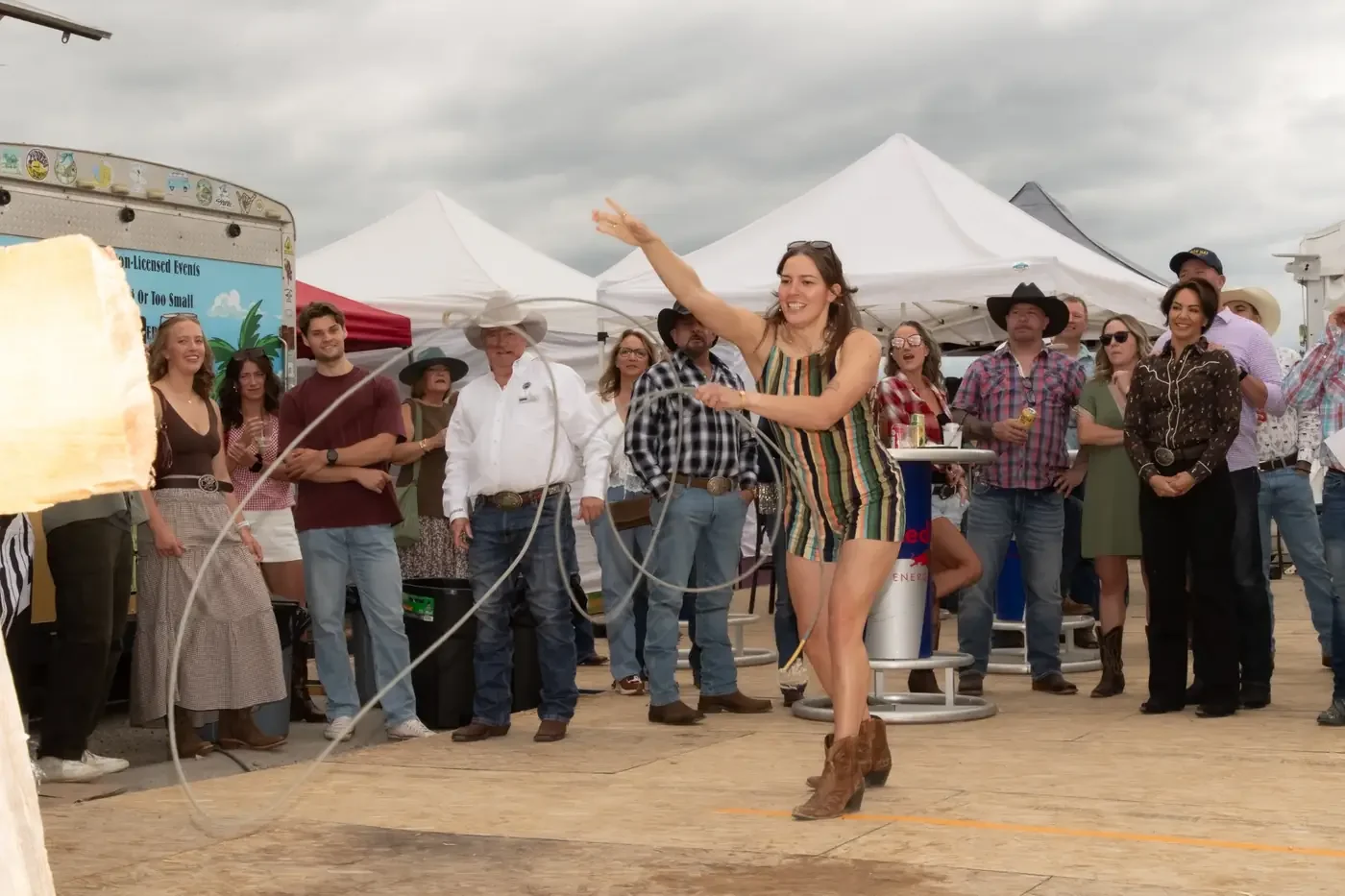 Brakemen community event with a participant roping