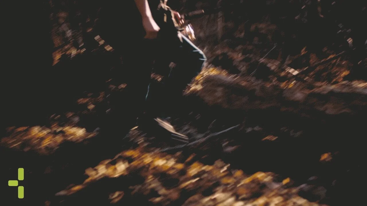 Person walking through the leaves