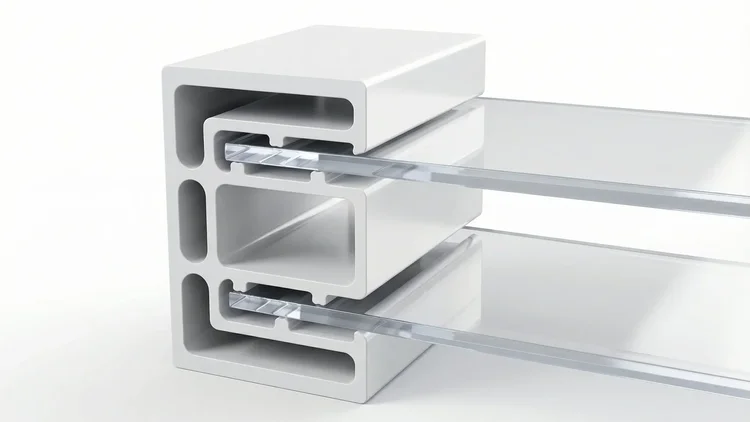 Close-up of the WindowKits Volya locking frame holding two PET glazing layers