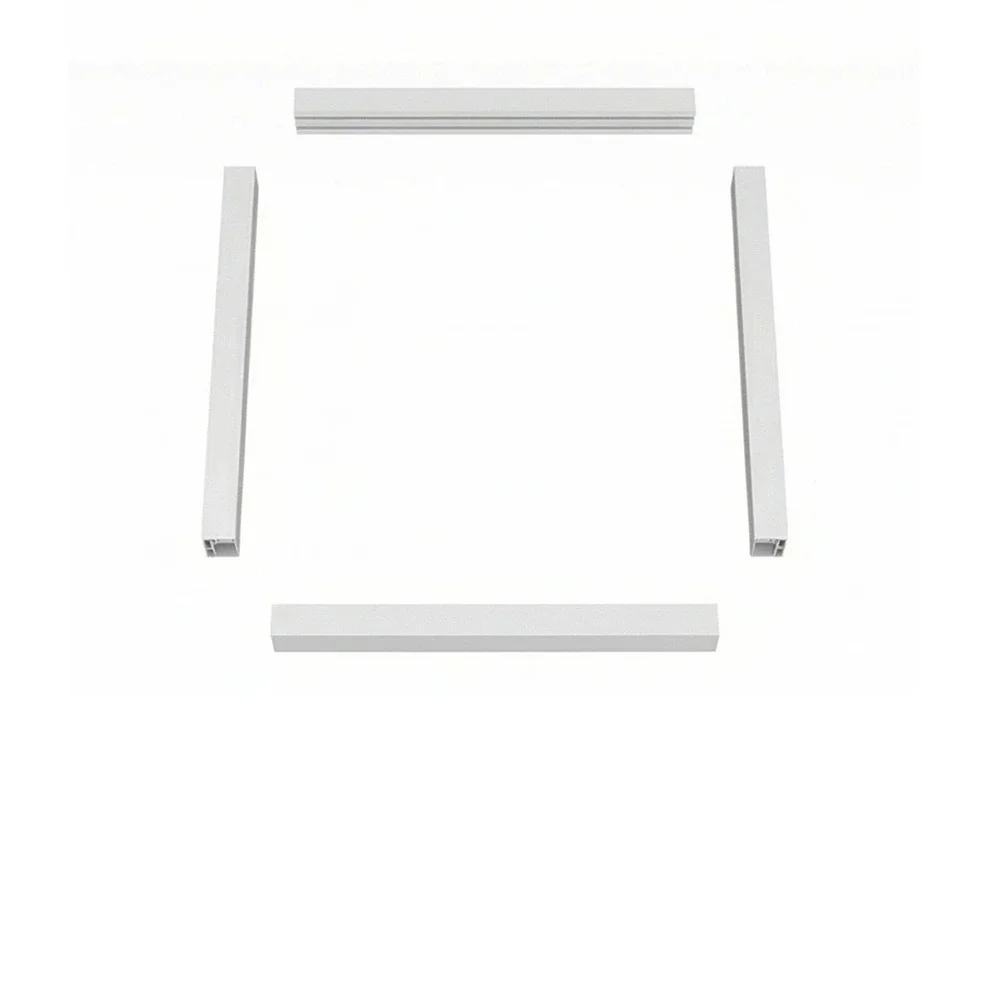 Four uPVC frame members and two PET glazing panels prepared for WindowKits Volya assembly