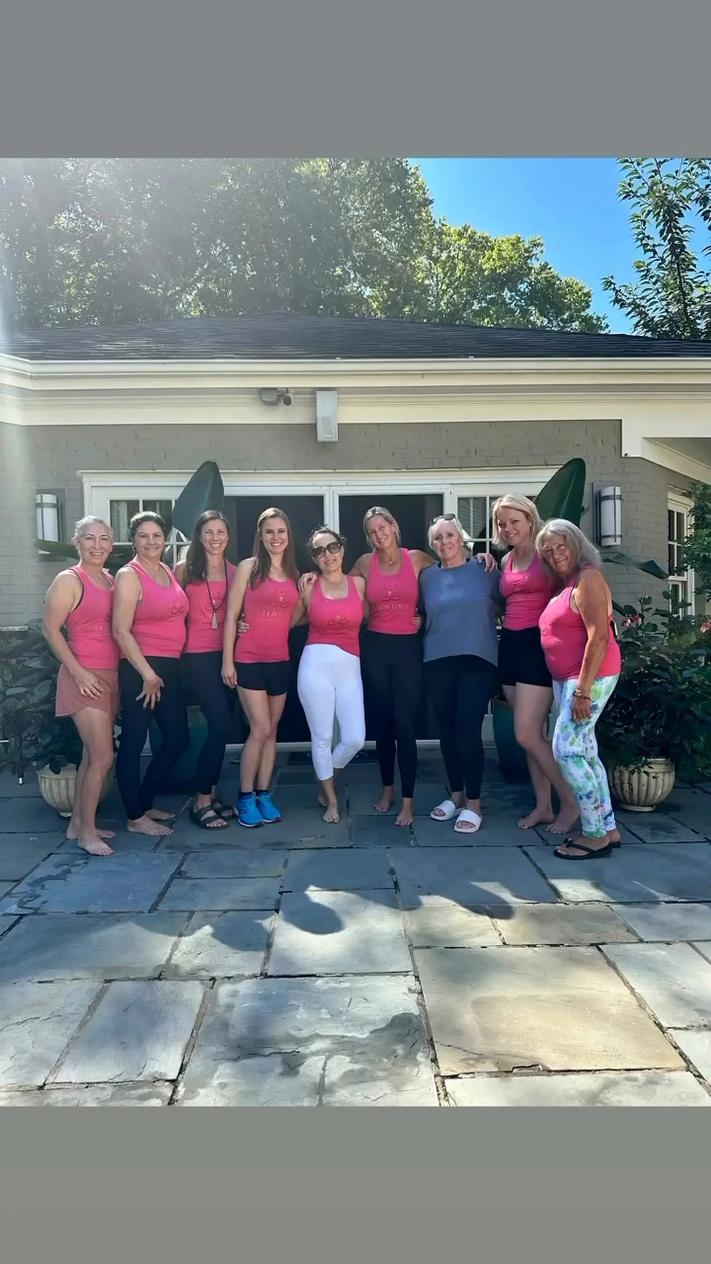 Everyone together after morning yoga