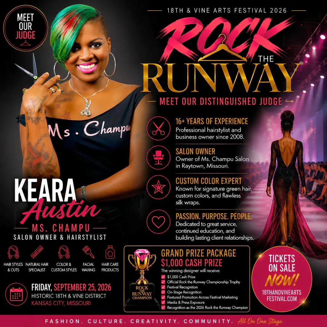 Keara Austin / Ms. Champu — Rock the Runway judge festival flyer